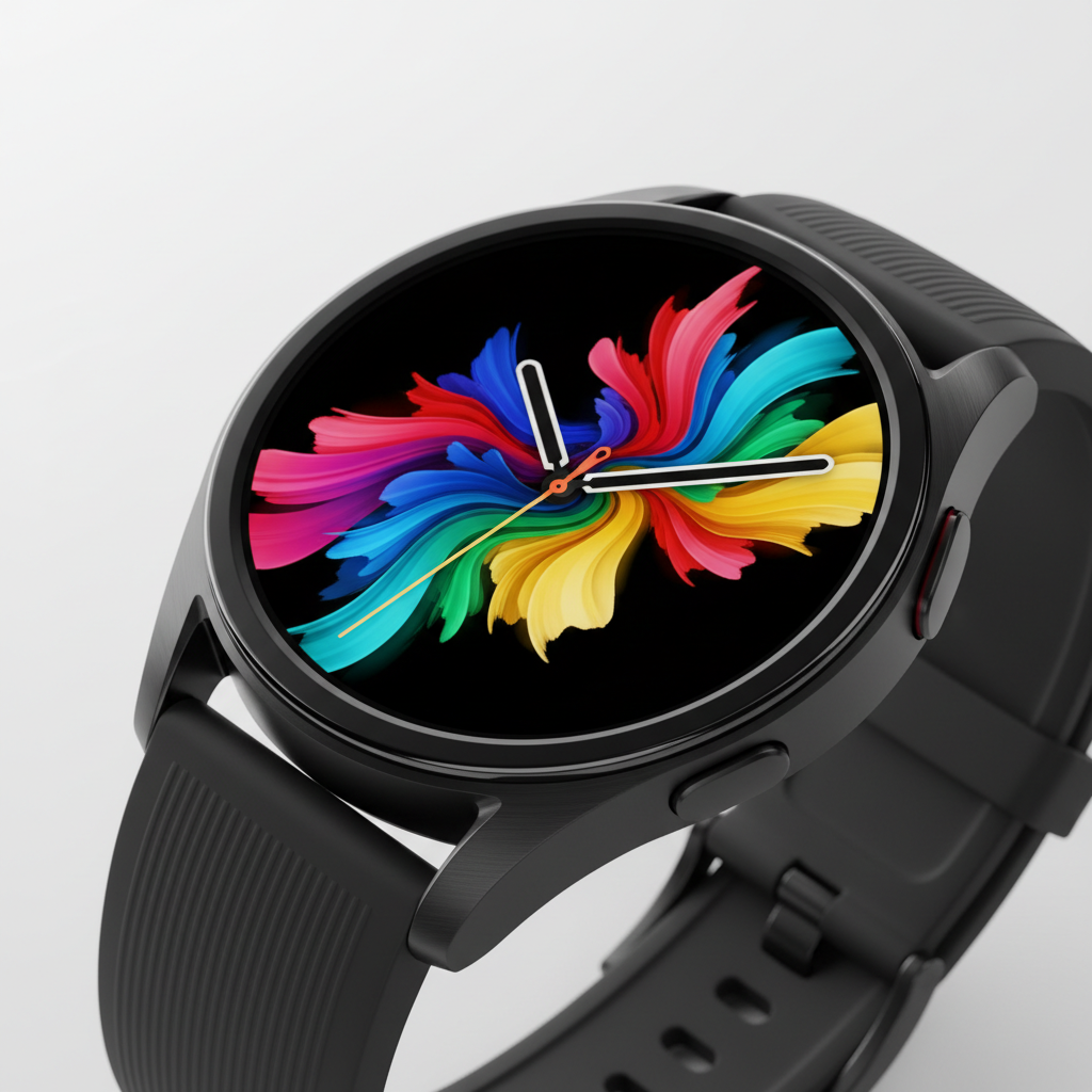 Close-up do Samsung Galaxy Watch 8 BT 40 mm na cor preta, exibindo sua tela Super AMOLED e o corpo fino em alumínio.