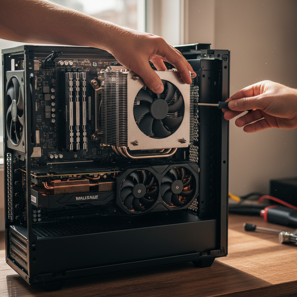 Componentes de computador sendo montados, ilustrando os cuidados necessários ao montar PC gamer pela primeira vez.