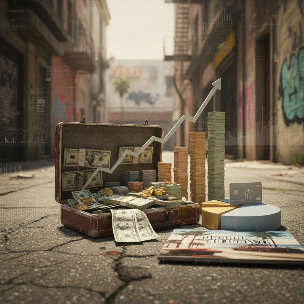 Uma imagem conceitual do GTA 6, com foco na discussão sobre o preço dos jogos no mercado atual de games, e a percepção de valor.