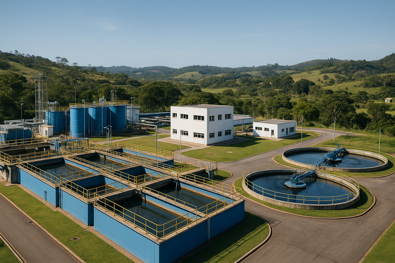 Estação de tratamento de água da Copasa em MG, simbolizando a privatização da Copasa e o investimento da Equatorial.