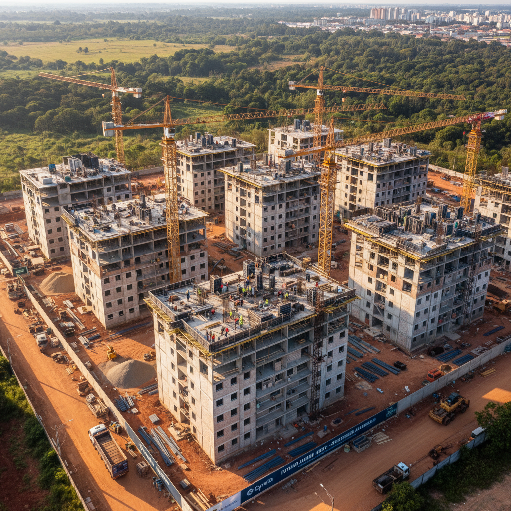 Visão aérea de um grande empreendimento da Direcional (DIRR3) em fase avançada, simbolizando o crescimento e a solidez da empresa no 2T26.