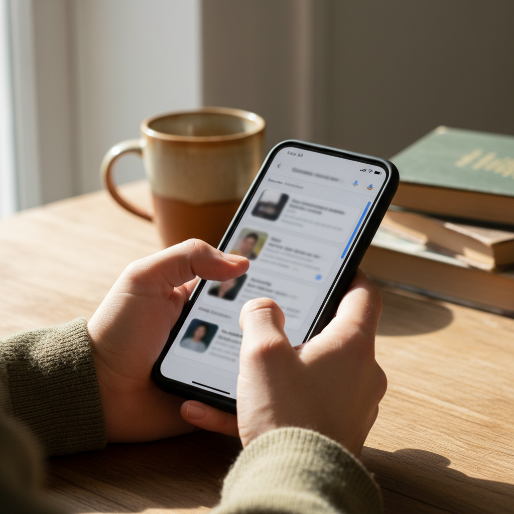 Pesquisar histórico de conversas IA — Usuário pesquisando o histórico de conversas com IA no aplicativo do Google em um smart