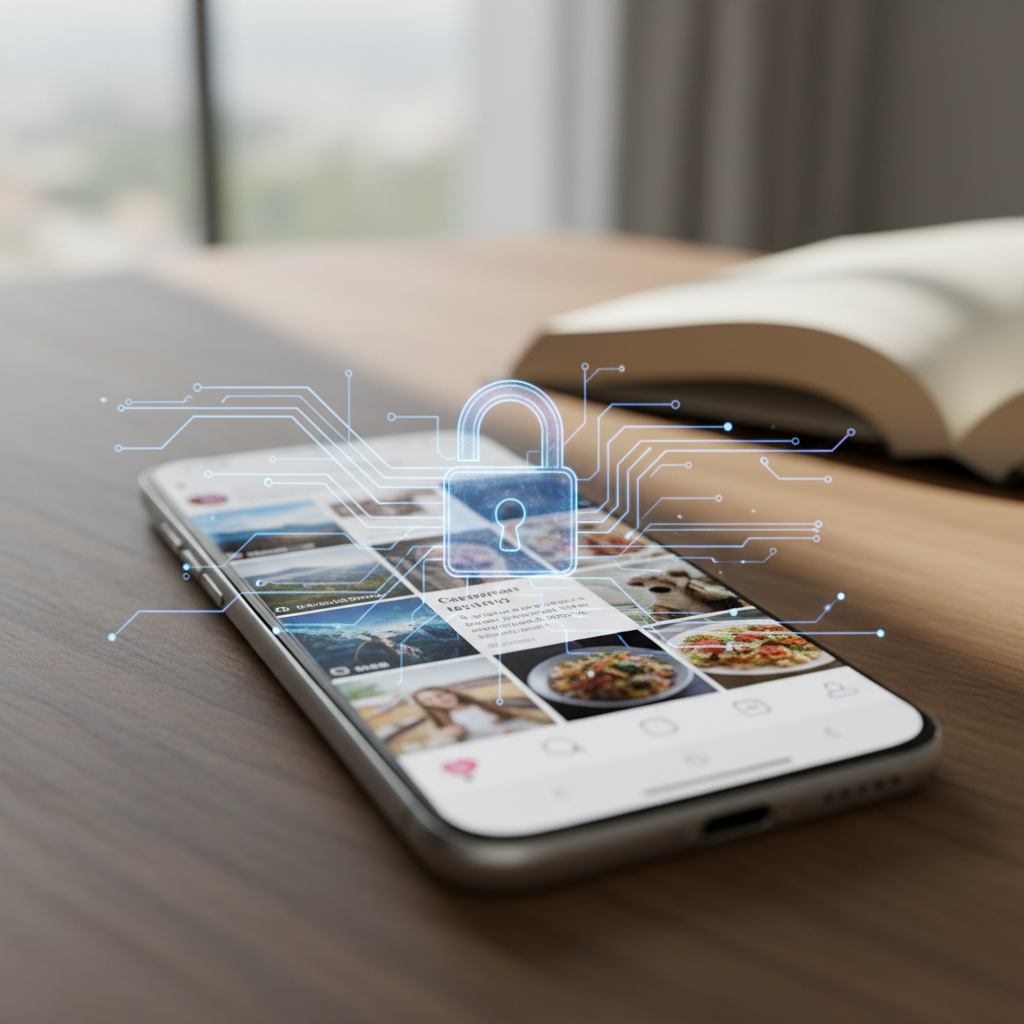 Representação da polêmica da Instagram IA fotos, simbolizando a privacidade de dados e o controle do usuário sobre imagens.