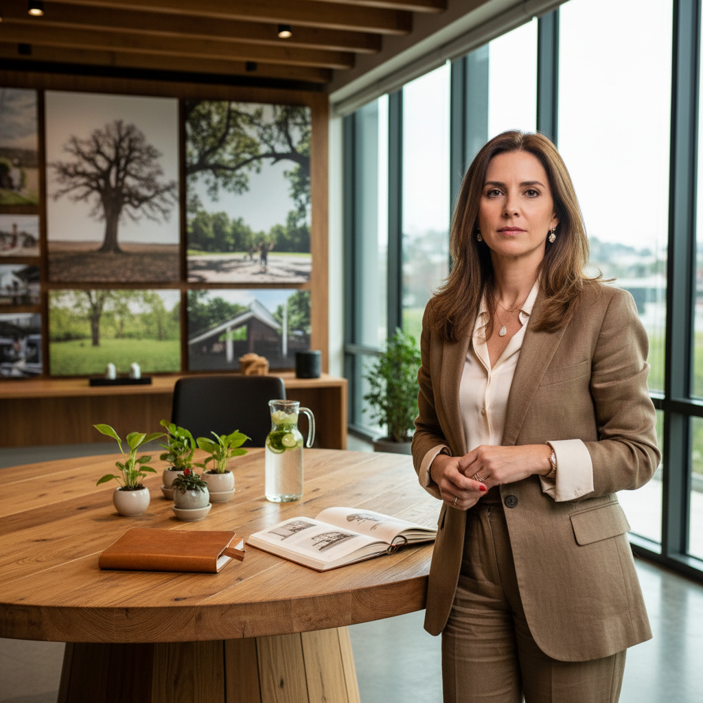 Retrato profissional de Renata Vichi, visionária empreendedora, agora focada na construção de um ecossistema de Renata Vichi longevidade após seu sucesso no Grupo CRM.