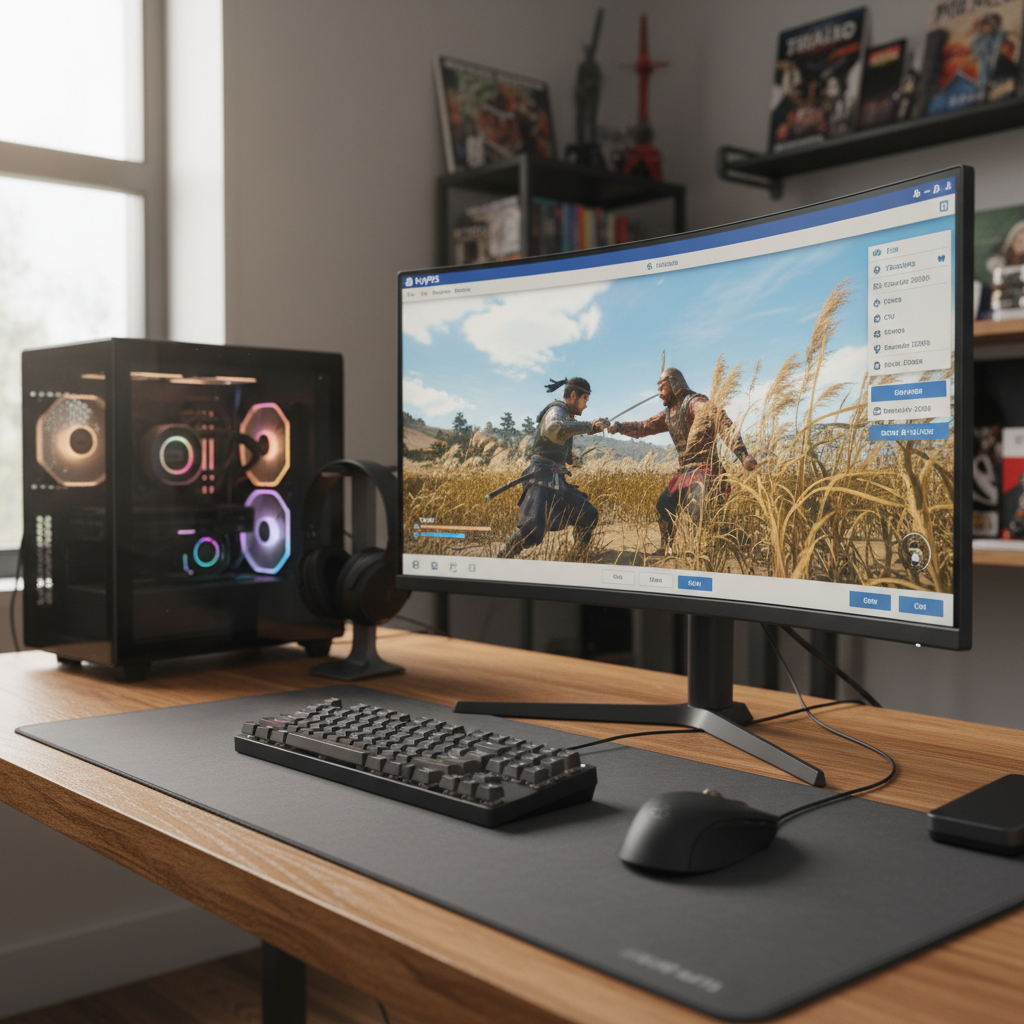 Imagem de um computador com um jogo de PlayStation 5 sendo emulado na tela, representando o avanço do emulador de PS5 KytyPS5 no PC.