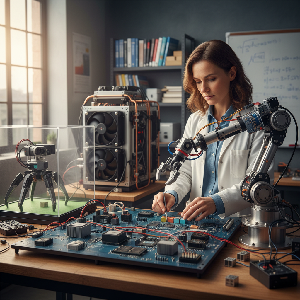 Profissional qualificado em inteligência artificial demonstrando alta competência, simbolizando os salários em inteligência artificial e sucesso profissional.
